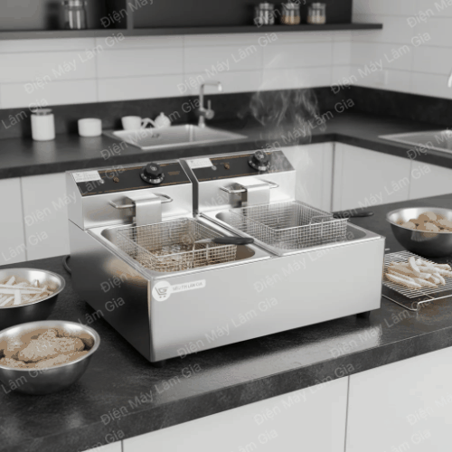 Bếp Chiên Nhúng Cao Cấp 2 Ngăn Inox 304