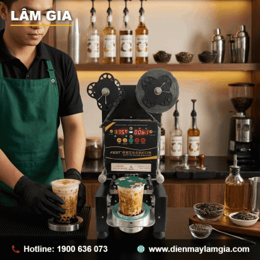 Máy dán miệng ly tự động FEST Lâm Gia
