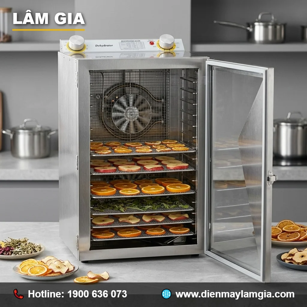 Máy Sấy Hoa Quả 18 Khay 800W Inox | Điện Máy Lâm Gia